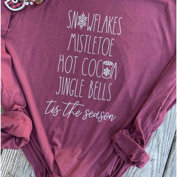 NEW WHITE LABEL tis the season - long sleeve tee in berry - Picture 1 of 1